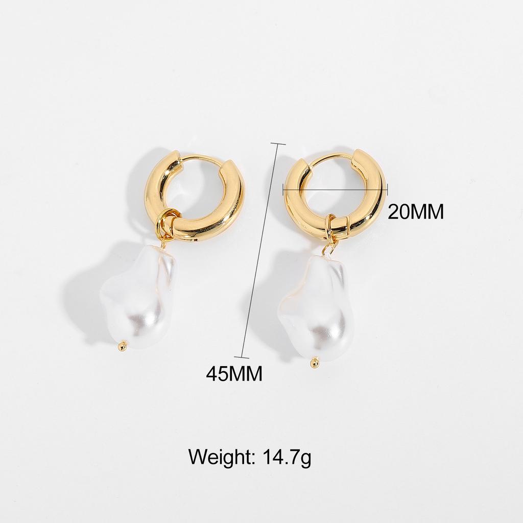 European Retro High-end Asymmetrical Pearl Earrings for Women Titanium Steel Earrings Long Earrings Sassy Earrings Non-fading