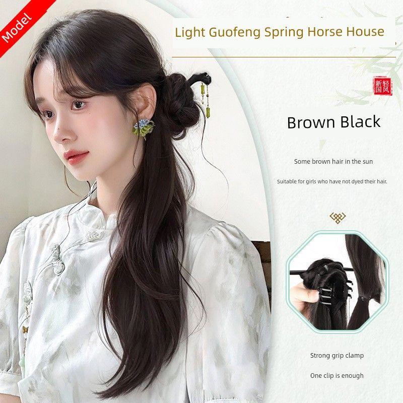 Chinese Style Artificial Hair Ponytail Light National Style Hairpin Integrated Grip Antique Hair Accessories Han Chinese Clothing Cheongsam Ponytail