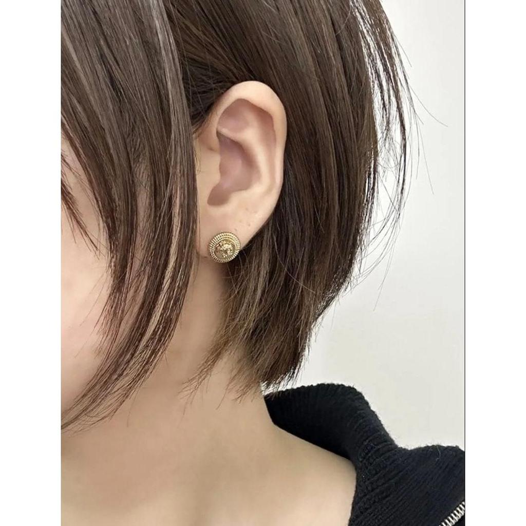 Used New Versace Stud Earrings Gold Unisex