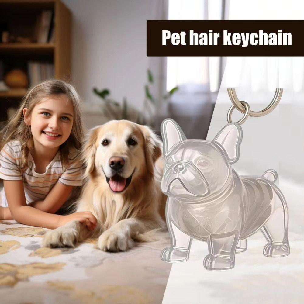 Dog Shape Pet Hair Keychain Hair Grooming Puppy Pendants Cartoon Dog Hair Storage Box  Jewelry Gift