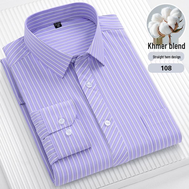 Cămașă cu mâneci lungi cu dungi pentru bărbați, mărime plus: Casual, Respirabil, Tiv drept pentru persoane de vârstă mijlocie și vârstnice