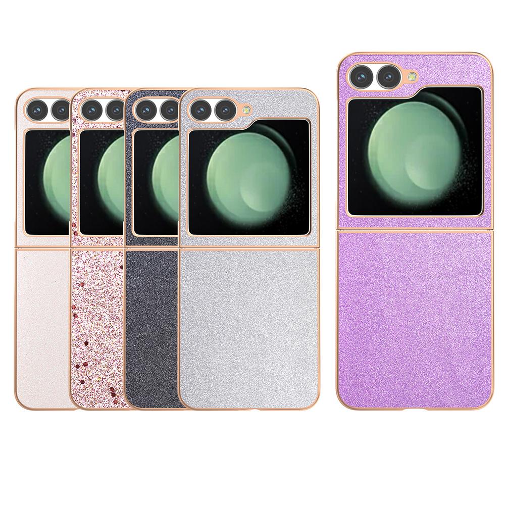 For Samsung Galaxy Z Flip7 FE 5G/Z Flip6 5G Case Electroplating Phone Cover Glitter Surface Design PU+TPU Protective Case