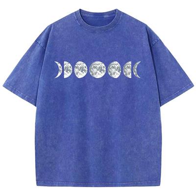 Moon Pattern Art Design Tee Clothing Men'S Versatile Youth Tshirt Aesthetic Personality T Shirts Chic Short Sleeved