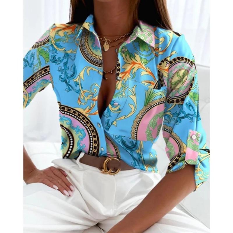Women's Spring and Autumn Tops Long Sleeve Shirts Printed Shirts for Women