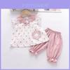 Adorable Floral Short Sleeve Two Piece Set For Girls Aged 0 To 4 With Sweet Doll Collar
