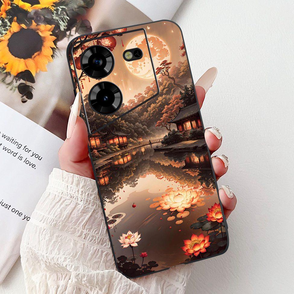 Cover For Tecno Pova 5 Case LH7n Silicone Cute Cat Fashion Flowers Luxury Painted Casing For Techno Pova 5 Phone Case Bumper