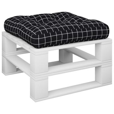 Pallet Cushion Black Checkered Pattern 60 X 60 X 12 Cm Fabric