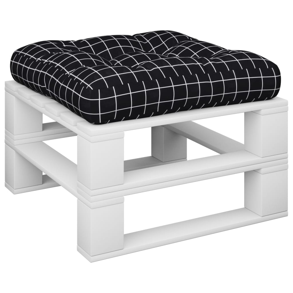 Pallet Cushion Black Checkered Pattern 60 X 60 X 12 Cm Fabric