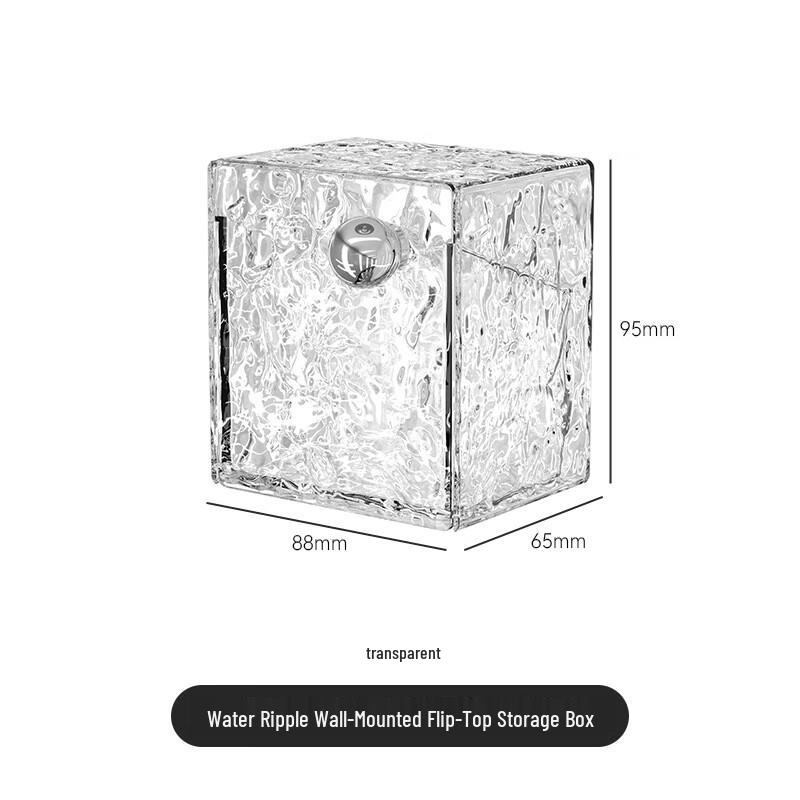 Drill-Free Wall-Mounted Bathroom Tissue Box with Storage Transparent Silver