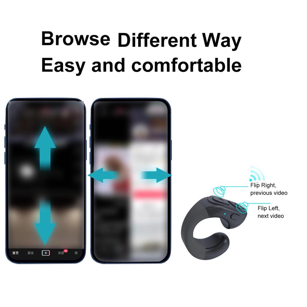 Smart Phone Remote Control TikTok Scrolling Rings with Phone Stands Page Turner for Kindle App BT Phone Remote for