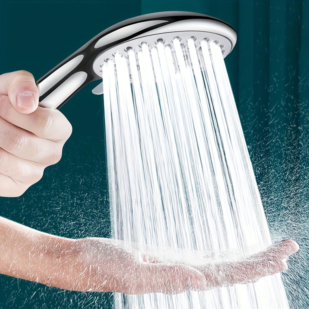 1pc Large Water Outlet Handheld Shower Head -5 Adjustable Water Flow Modes, Water-saving Design, Easy To Install, Bathroom Hardware Accessories