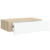 Vidaxl Półka Ścienna Z Szufladą, Dąb I Biel, 40 X 23,5 X 10 Cm, Mdf
