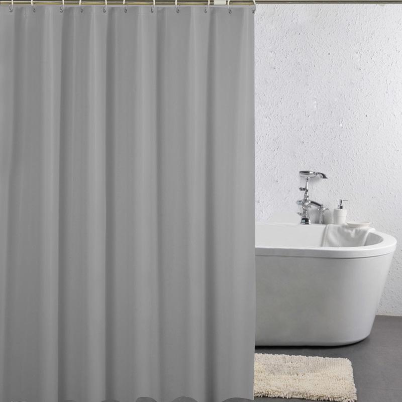 Solid Color Waterproof PEVA Shower Curtain with Hooks - Mold Resistant, Available In Full Color Range