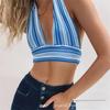 Spring and Summer Backless Striped Sexy Top Halter Strap