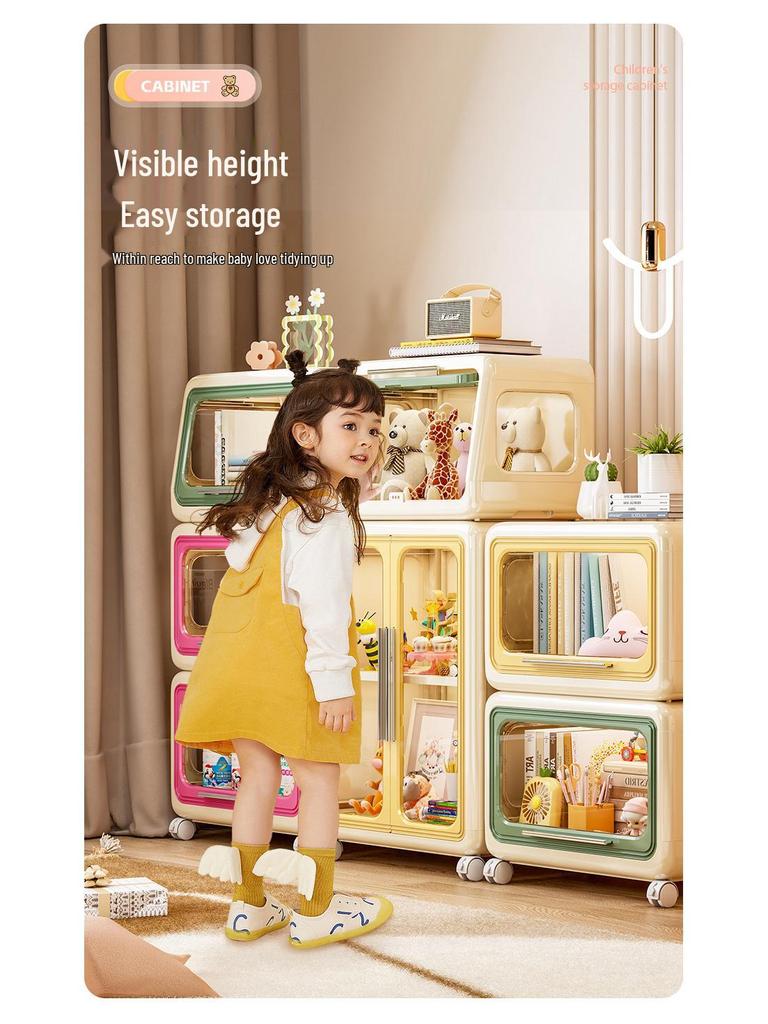 Movable Storage Cabinet for Living Room & Bedroom - Accommodates Toys, Snacks, Clothes