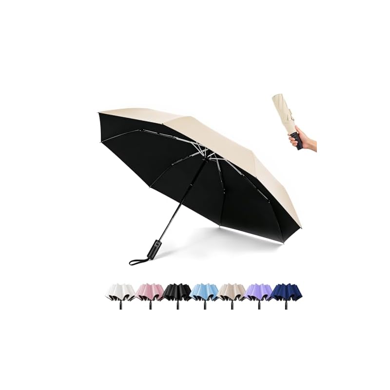 Folding Parasol [2026 New Model - 8 Ribs] Lightweight, Compact, One-Touch Automatic Opening and Closing, Windproof Design, UV Protection UPF50+, Rain