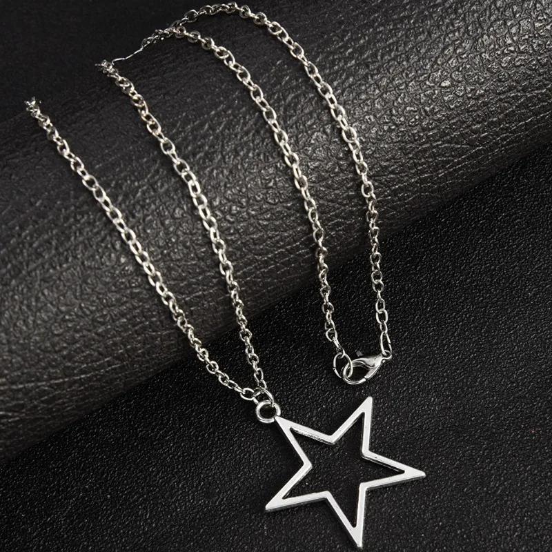 Gothic Pentagram Pendant Necklace Retro Star Metal Necklaces Punk Five-pointed Star Jewels Cool Jewelry Accessories Gift Giving
