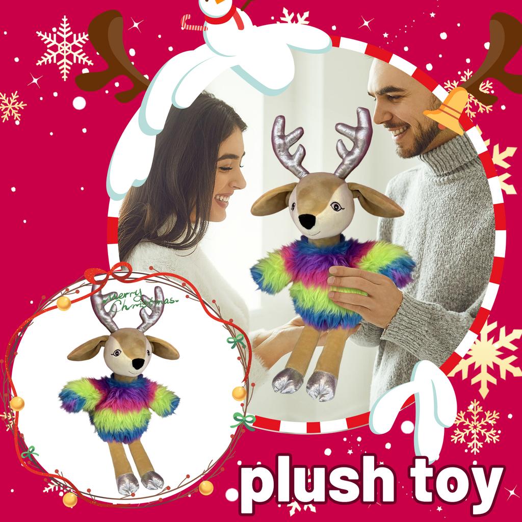 Christmas Elk Plush Toy Colorful Christmas Deer Doll Holiday Gift