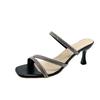 Summer new sexy open-toed sandals mid-heel thin heel wear rhinestone slippers thin sandals women