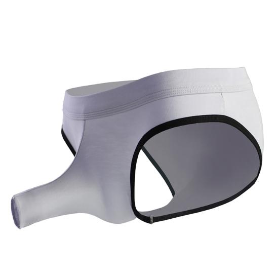 Sexy Men Elephant Nose Open Penis Pouch Briefs Mid Rise Breathable Underwear