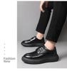 Men's 2025 Retro Trend Thick Sole Height-Increasing Leather Loafers - Black/Brown