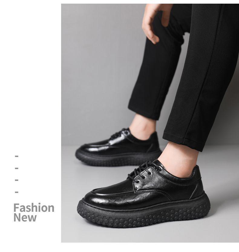 Men's 2025 Retro Trend Thick Sole Height-Increasing Leather Loafers - Black/Brown