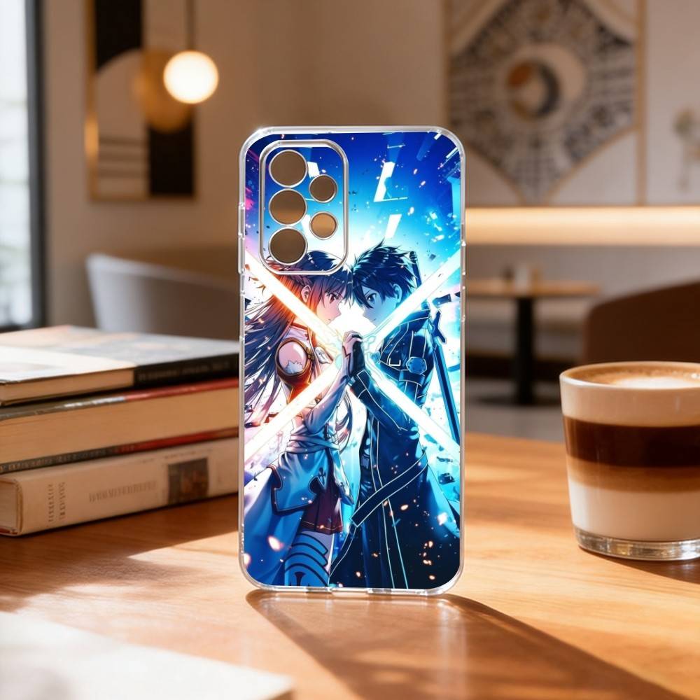 Kirito & Asuna Anime Phone Case For Samsung S25,S24,S21,S22,S23,S30,Ultra,S20,Plus,Fe Transparent Cover
