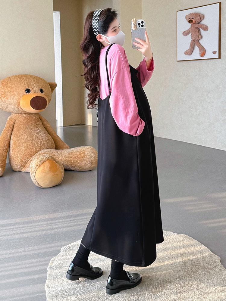 2026 Spring Maternity Casual Two-Piece Set: Korean Style Long-Sleeve T-shirt + Loose Belly-Cover Maternity Overalls L