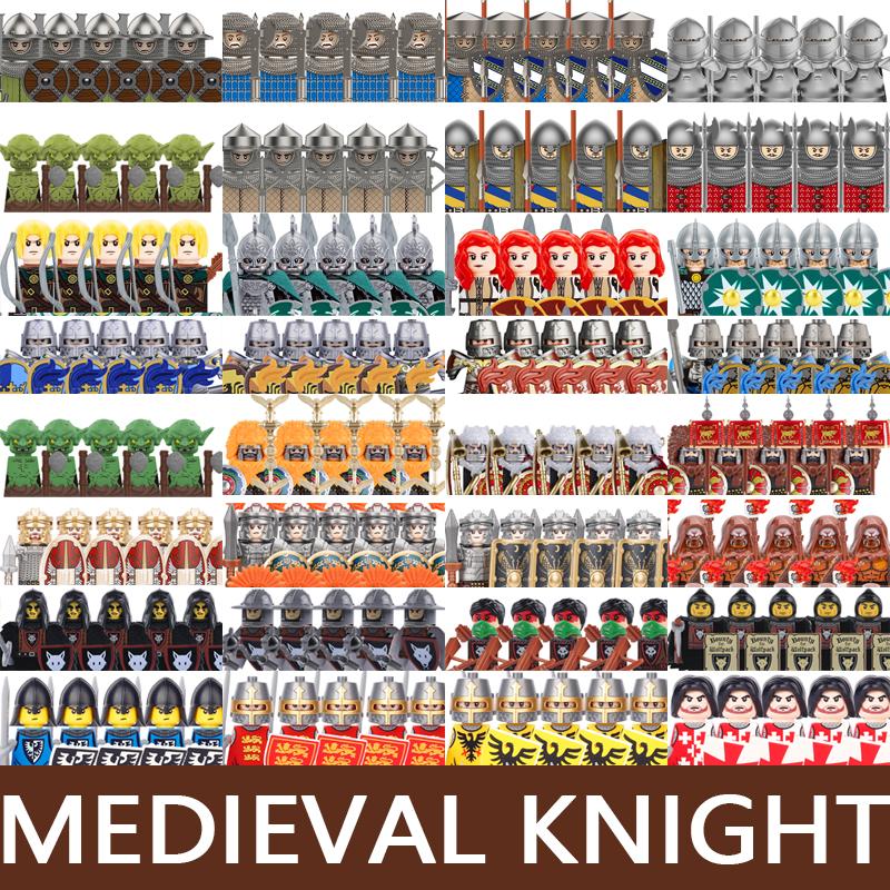 Bai Fen Bai Toys Unisex Medieval Castle Soldier Figures Building Blocks Military Army Knight Roman Warrior Infantry Militia Orc Accessories Bricks Toys