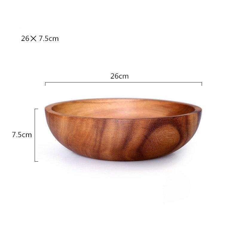 Large Wooden Salad Bowls Big Wood Serving Bowl for Fruits, Salad, Cereal or Past Mixing Bowl  Acacia Solid Spoon Fork Hardwood