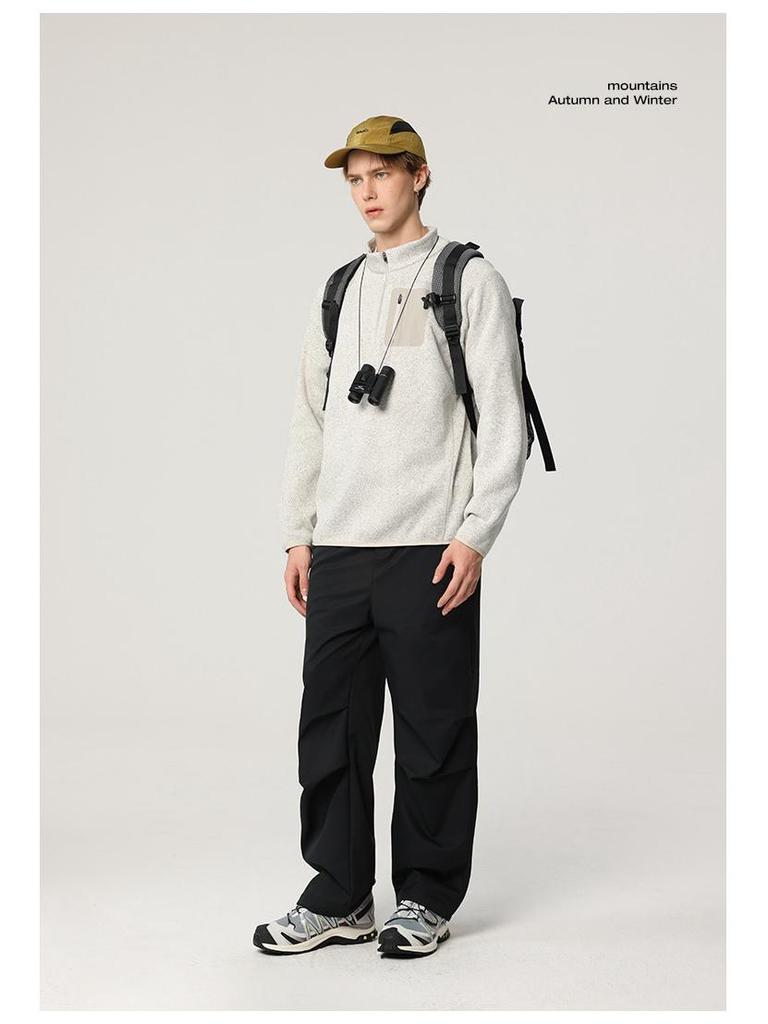 Men's Slim-Fit Half-Zip Outdoor Base Layer Pullover for Winter Sports and Casual Wear