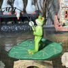 Miniature Lotus Leaf Statue Floating Frog Statue, Fishing Figurine, Cute Resin Water Decoration Ornament for Fish Tank Aquarium Garden Pond