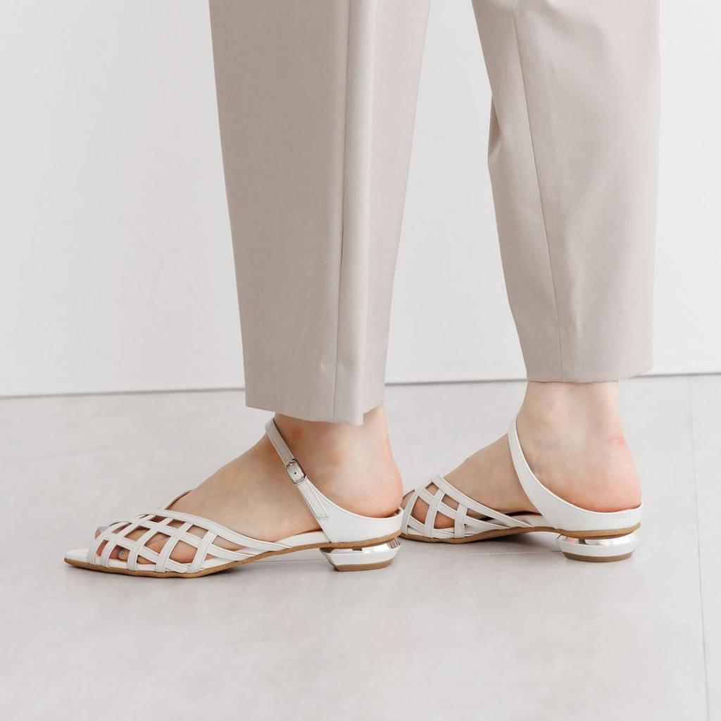 HIMIKO/Himiko/Lattice Strap Mule Sandals/651221 Ivory 240