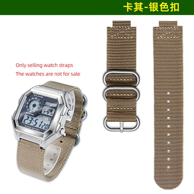 

Нейлоновый холщовый ремешок для часов Casio AE1200/1300 A158W/A168 W-216H Нейлоновый ремешок для часов Наружные виды спорта выпуклое крепление Мужской браслет 18 мм 18mm