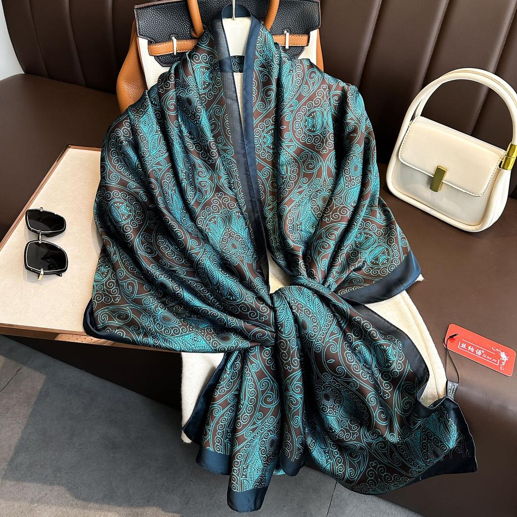 New Long Silk Scarf Women Print Hair Neck Square Office Ladies Shawl Bandanna Muslim Hijab Handkerchief Muffler Foulard Female