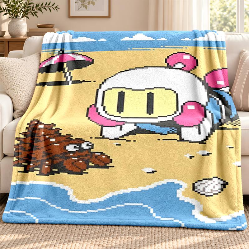 Bomberman blanket Flannel Blanket Soft Cozy Plush Throw for Sofa Bed Lightweight Home Decoration Outdoor camping