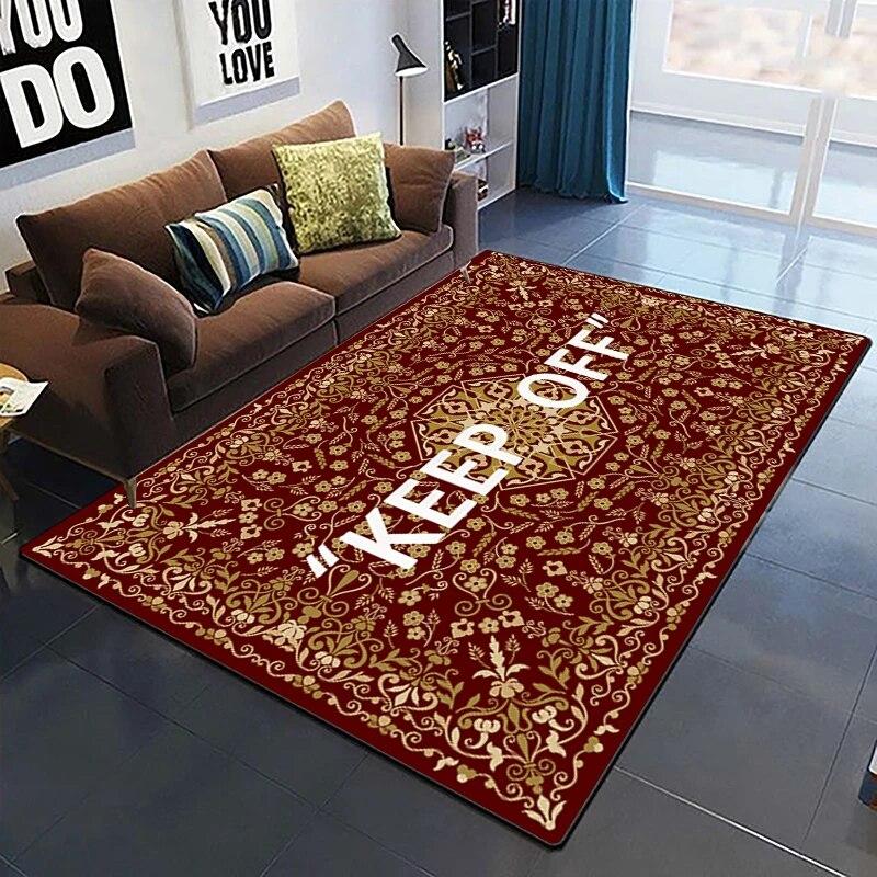 Keep Off Pattern Dekorativer quadratischer Teppich Modernes Haus Wohnzimmer Boden Matte Schlafzimmer Teppich Kunst Poster Matte Fans Geschenk Alfombra