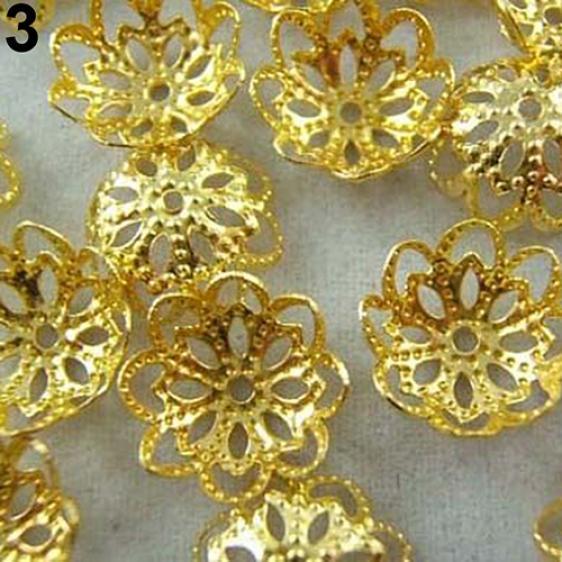 

200 шт. модные полые цветочные бусины диаметром 9 мм, шапочки для ювелирных изделий, свободные бусины «сделай сам» 10 mm золотой