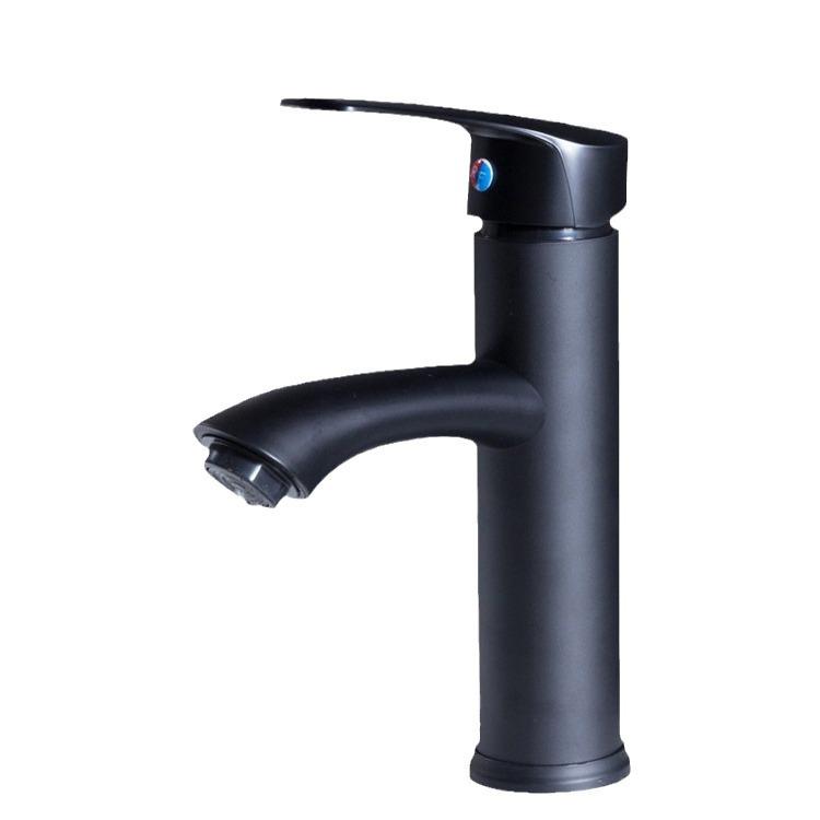 Black Electroplated Single-Hole Hot & Cold Bathroom Basin Faucet