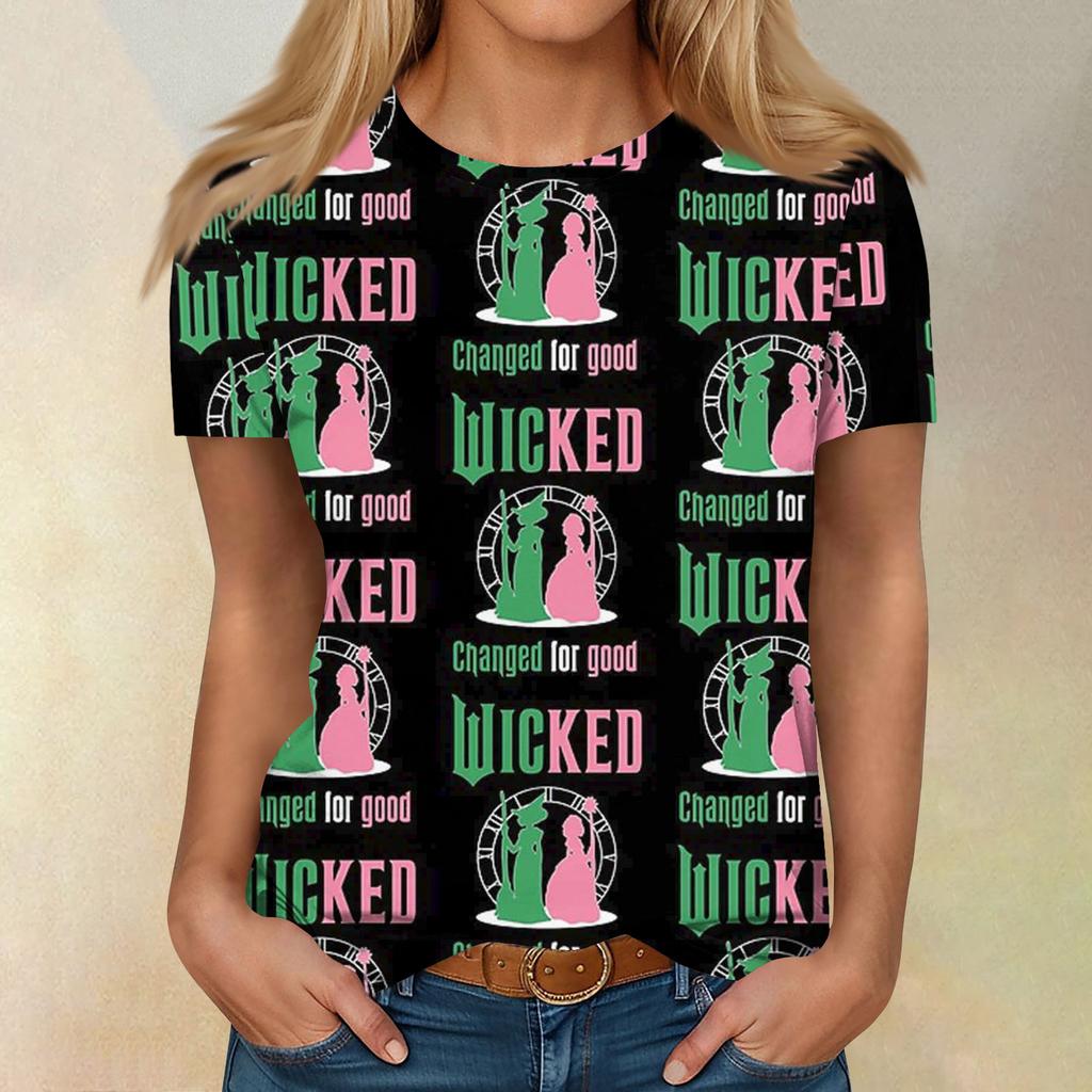 Women's Casual Fashion Cartoon Print Short-Sleeve Top/T-Shirt