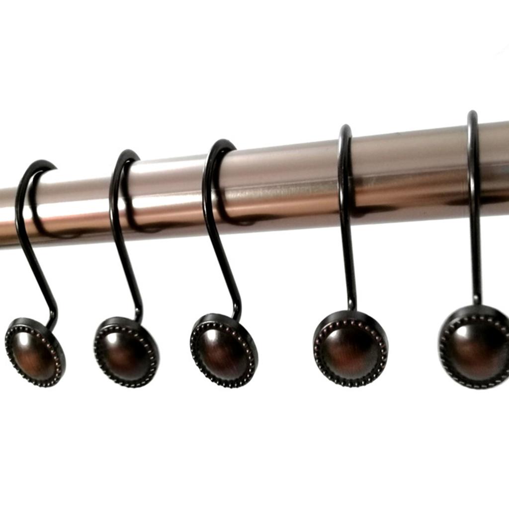 Duschdraperikrokar Legerade Ringar för Gardiner Gardiner Hängare 12 st Rostfritt Zinklegering Duschkrok Set för Hem och Hotell