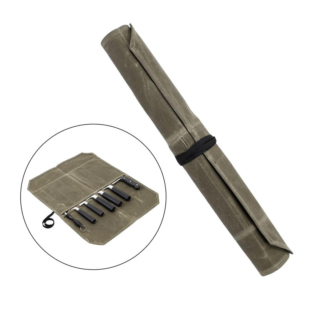 Chef Knife Storage Bag Canvas Roll Bag Wrap Case Holder Organizer for Culinary School Camping and Kitchen Use