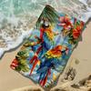 Tropical Parrot Beach Towel Flat Print Colorful Macaw Hibiscus Microfiber Sand-Free Quick Dry Bath Towel for Summer Pool Travel
