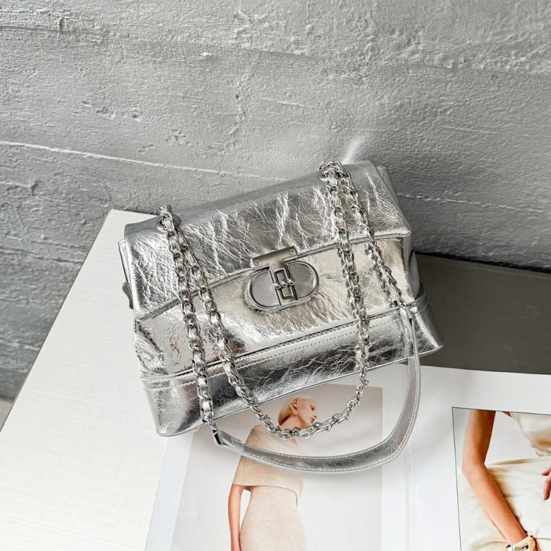 Premium Sense Small Fragrance Chain Small Square Bag Single Shoulder Armpit Top Layer Cowhide Bag for Women