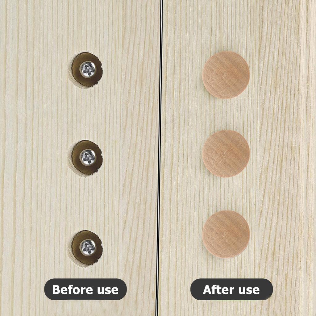 50Pcs Wooden Hole Plugs for Furniture Cabinet Screw Holes Hardwood Button Top Decorative Drill Hole Covers Small Round Wood