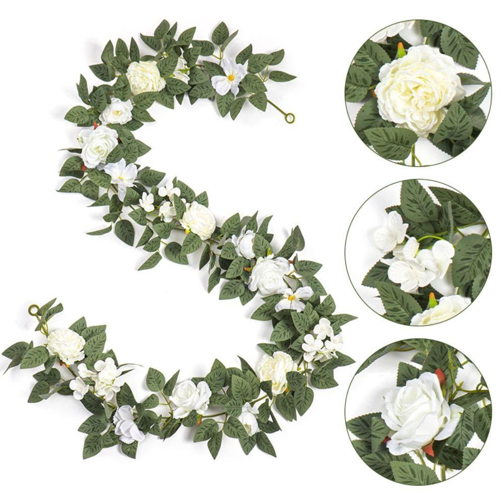 Multicolor Artificial Rose Flower Vine Silk Wall Hanging Garland Simulation Rose Leaf Vine Gift