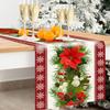 35*180CM “Merry Christmas”Table Runner ,Polyster Poinsettia Gnome Reindeer Table Cover Red Dining Table Decor For Xmas Party