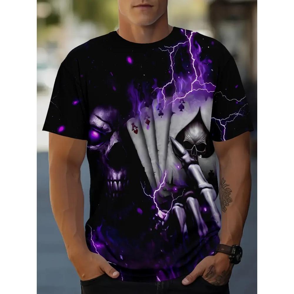 3D Poker King Printed T-shirt Harajuku Street Round Neck Short Sleeve T-shirt