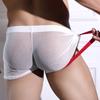 Men Boxer Shorts Breathable Mesh Sexy Underwear Elastic Underpants See Through U Convex Pouch Boxershorts Male Scrotum Bulge