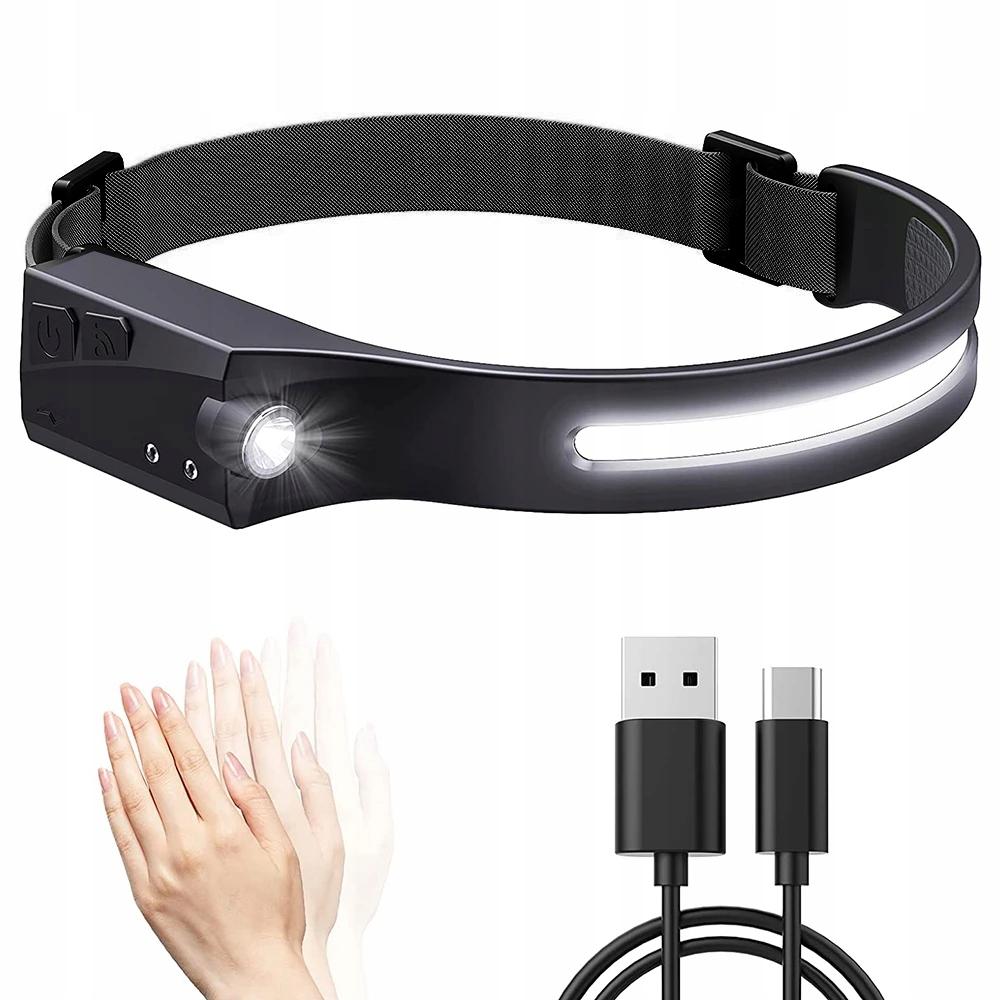 LED headlamp 350 lm motion sensor IPX4 1200 mAh mountain headlamp